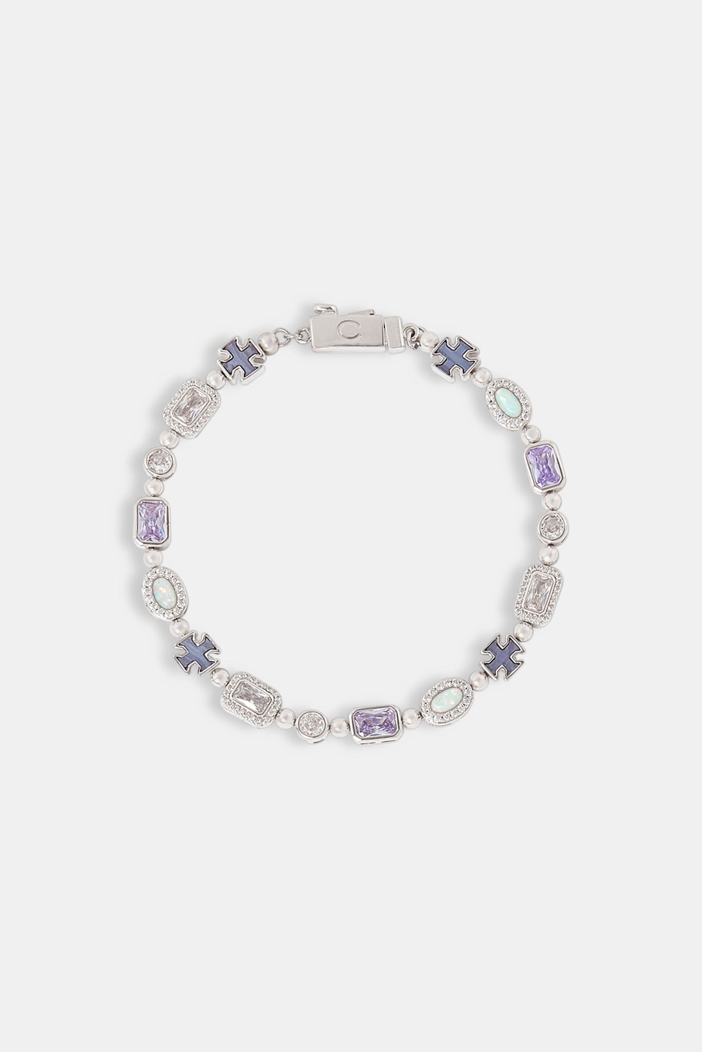 Purple Agate & Clear Multi Gemstone Bracelet - 6mm